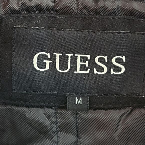 Guess Women's (M) Black Wool Blend Double Breasted Quilt Lined Mid-Length Coat - Picture 8 of 10